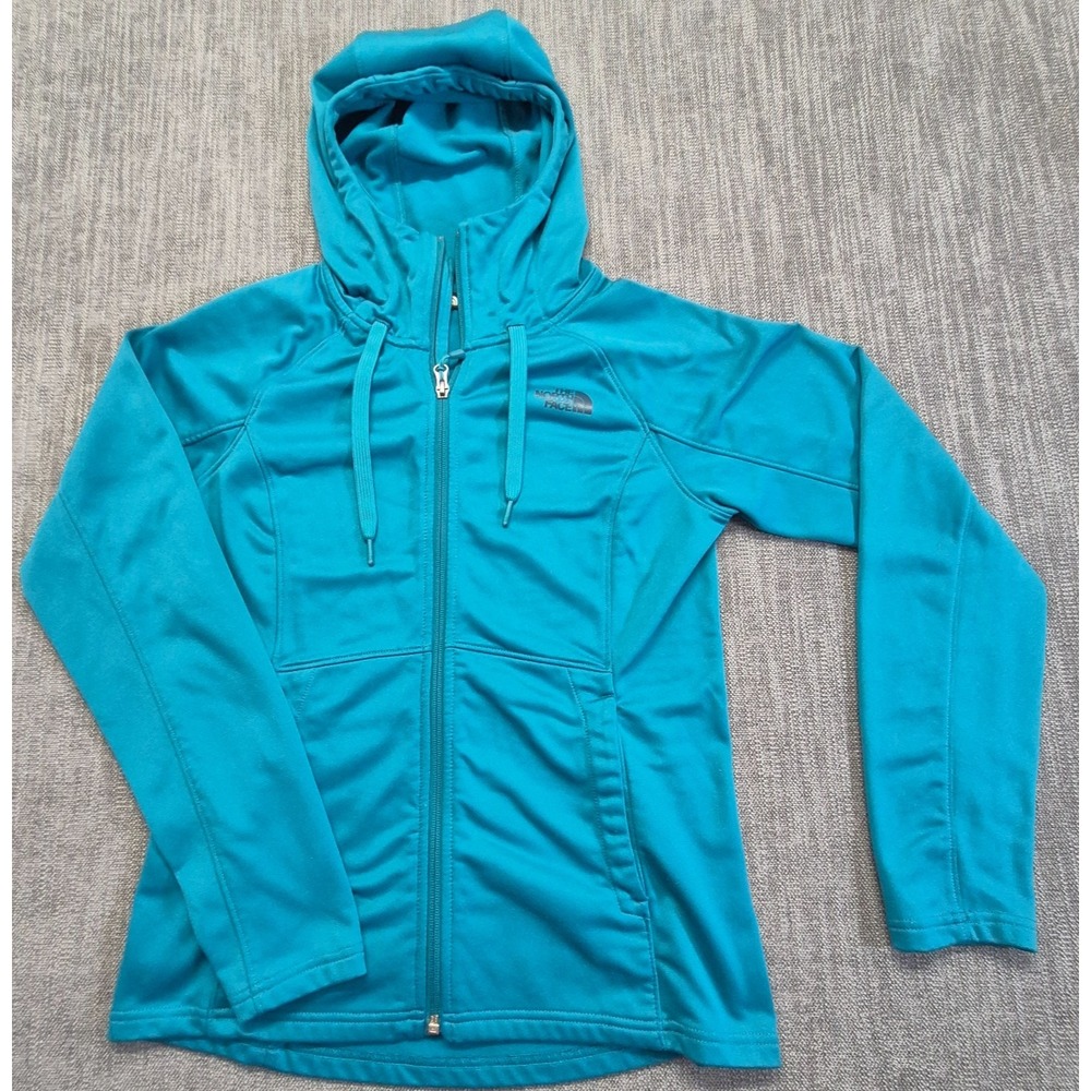 The North Face Women's M Apex Soft Shell Hooded Jacket Turquoise Teal full Zip